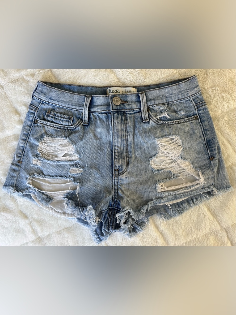 Mudd Light Blue High-Rise Shortie Denim Shorts